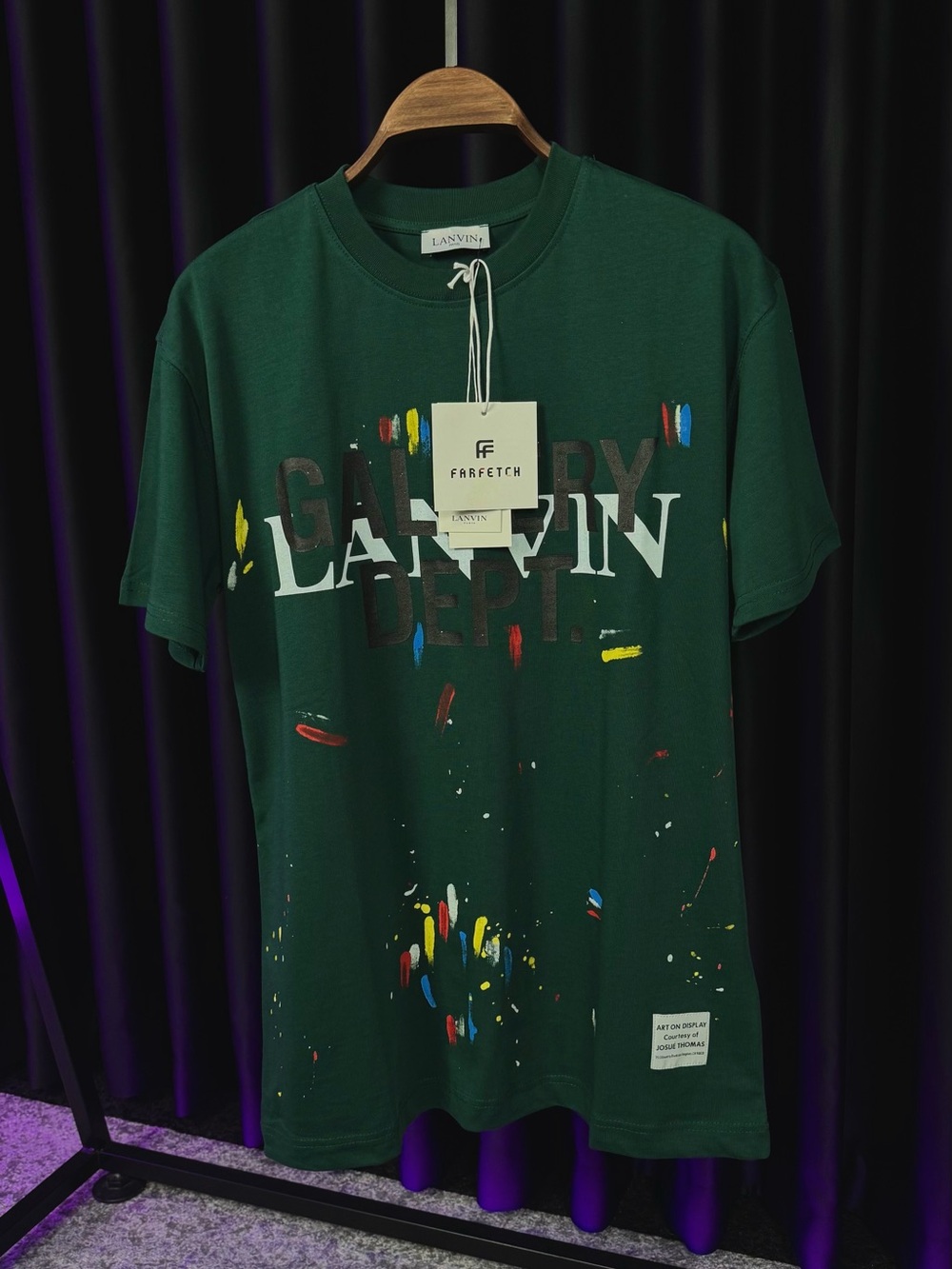 Lanvin Dark Green Graphic Logo Paint-Splatter Tee